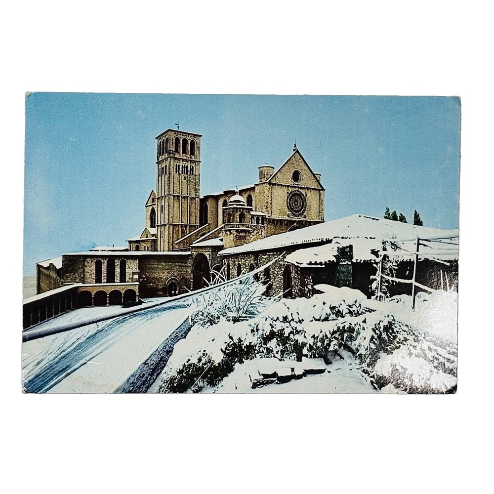 Casa Editrice Francescana Postcard Assisi Basilica di San Francesco Snow Italy - Picture 3 of 4